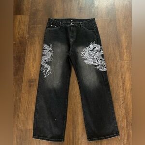 Y2K Dragon Embroidered Jeans